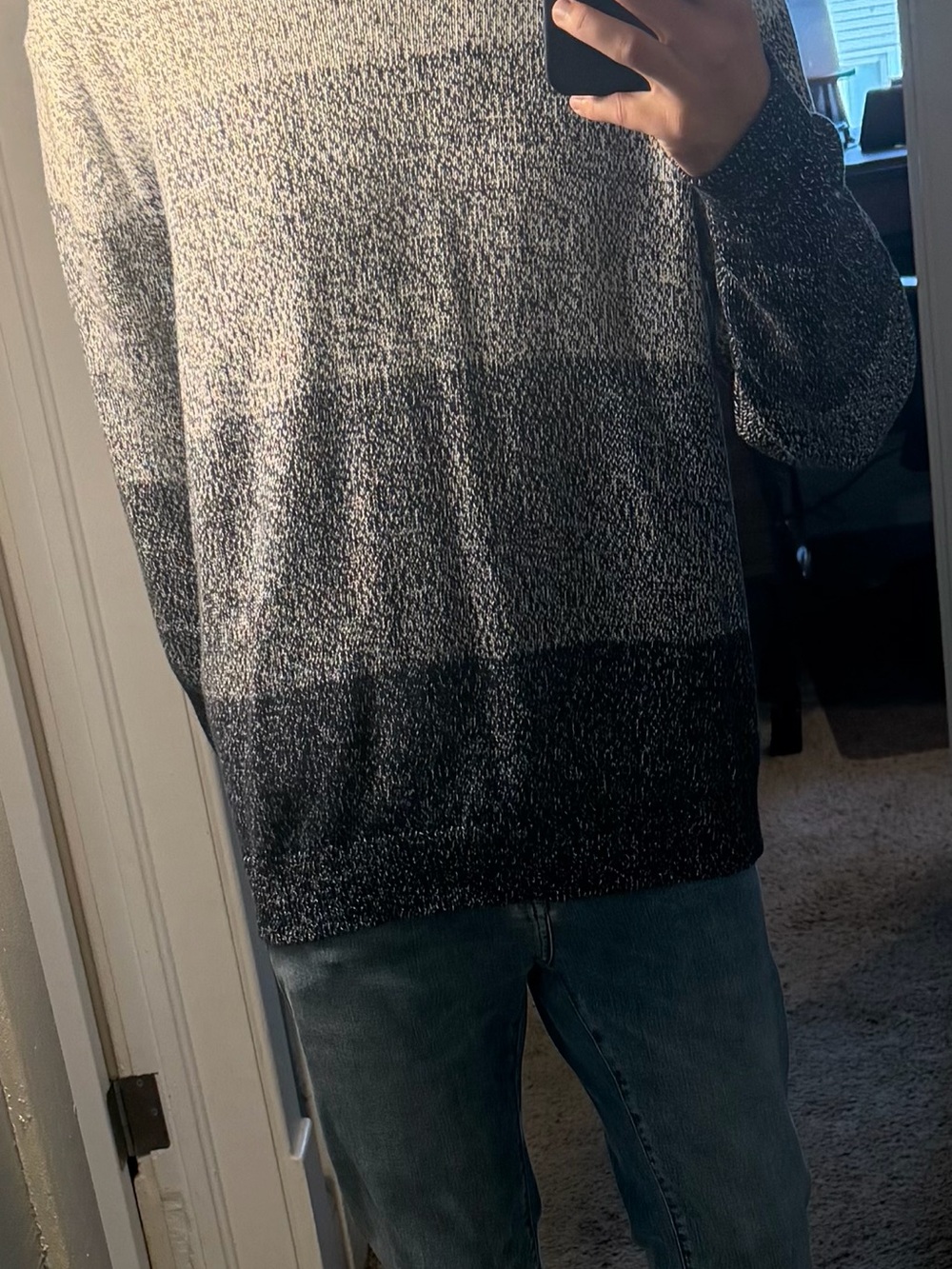 Banana Republic Men's Black & Gray Gradient Crewneck Sweater